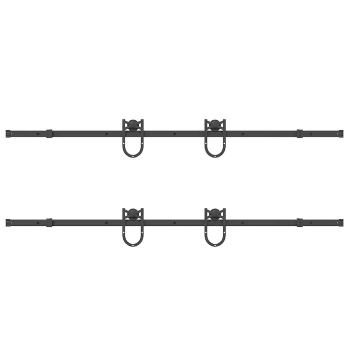 Kit di Binari per Porte Scorrevoli 200 cm Acciaio Nero 3295738