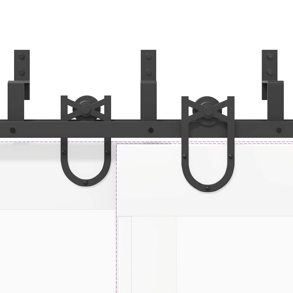 Kit di Binari per Porte Scorrevoli 200 cm Acciaio Nero 3295738