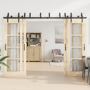 Kit di Binari per Porte Scorrevoli 305 cm Acciaio Nero 3295739