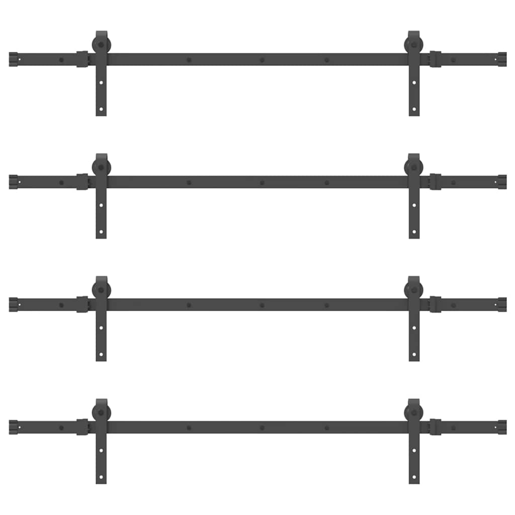 Kit di Binari per Porte Scorrevoli 305 cm Acciaio Nero 3295739