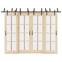 Kit di Binari per Porte Scorrevoli 305 cm Acciaio Nero