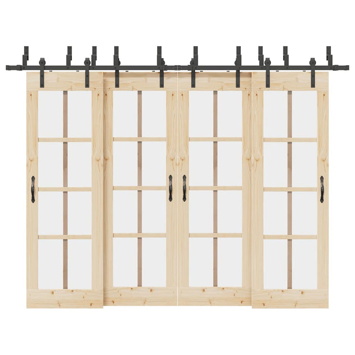 Kit di Binari per Porte Scorrevoli 305 cm Acciaio Nero 3295739