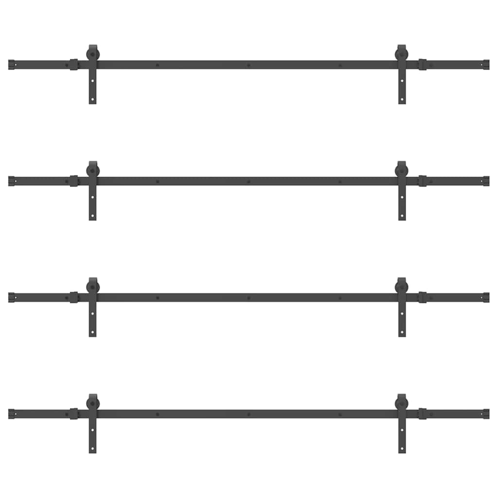 Kit di Binari per Porte Scorrevoli 427 cm Acciaio Nero 3295740