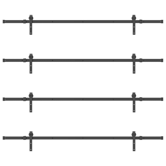 Kit di Binari per Porte Scorrevoli 427 cm Acciaio Nero 3295740