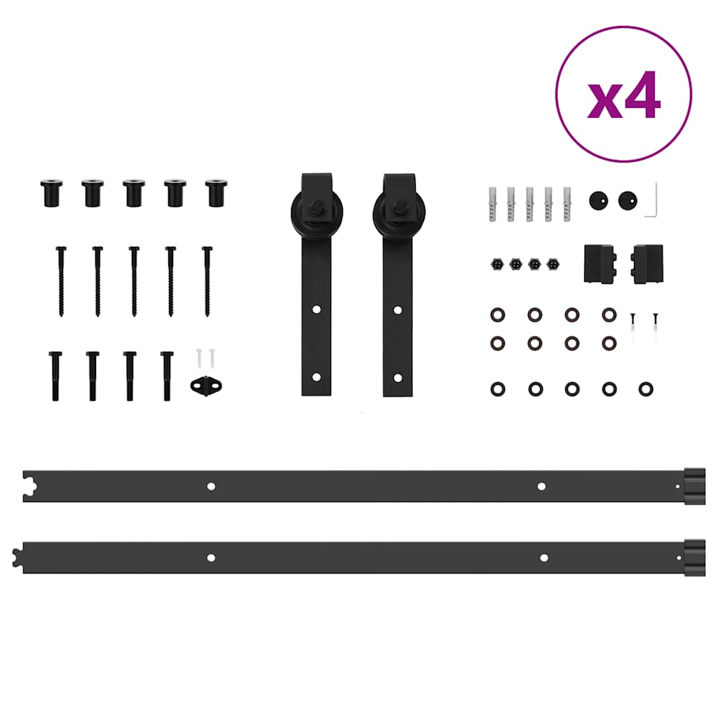 Kit di Binari per Porte Scorrevoli 427 cm Acciaio Nero 3295740