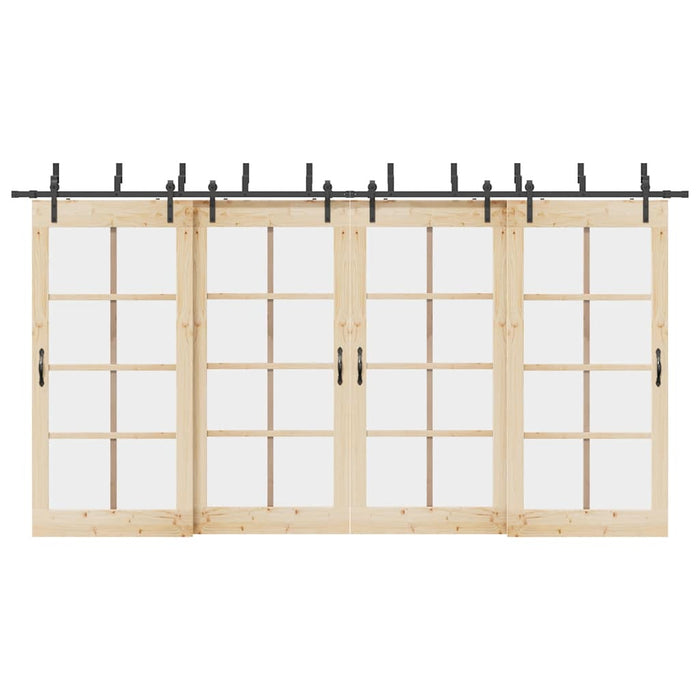 Kit di Binari per Porte Scorrevoli 427 cm Acciaio Nero 3295740