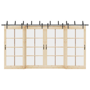 Kit di Binari per Porte Scorrevoli 427 cm Acciaio Nero 3295740