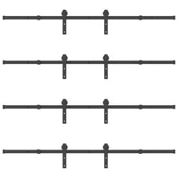 Kit di Binari per Porte Scorrevoli 366 cm Acciaio Nero 3295741