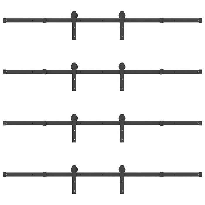Kit di Binari per Porte Scorrevoli 366 cm Acciaio Nero 3295741