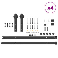 vidaXL Kit di Binari per Porte Scorrevoli 366 cm Acciaio Nero