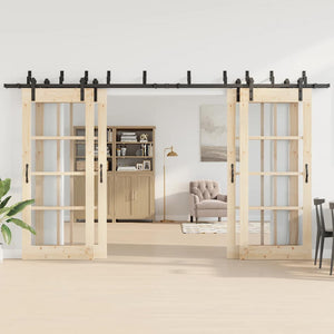 vidaXL Kit di Binari per Porte Scorrevoli 400 cm Acciaio Nero