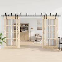 Kit di Binari per Porte Scorrevoli 400 cm Acciaio Nero 3295742