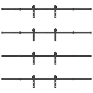 Kit di Binari per Porte Scorrevoli 400 cm Acciaio Nero 3295742