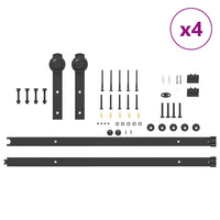Kit di Binari per Porte Scorrevoli 400 cm Acciaio Nero 3295742