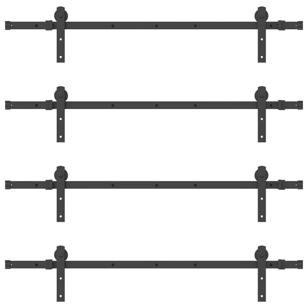 Kit di Binari per Porte Scorrevoli 305 cm Acciaio Nero 3295743