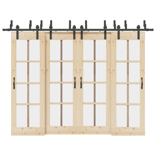 vidaXL Kit di Binari per Porte Scorrevoli 305 cm Acciaio Nero