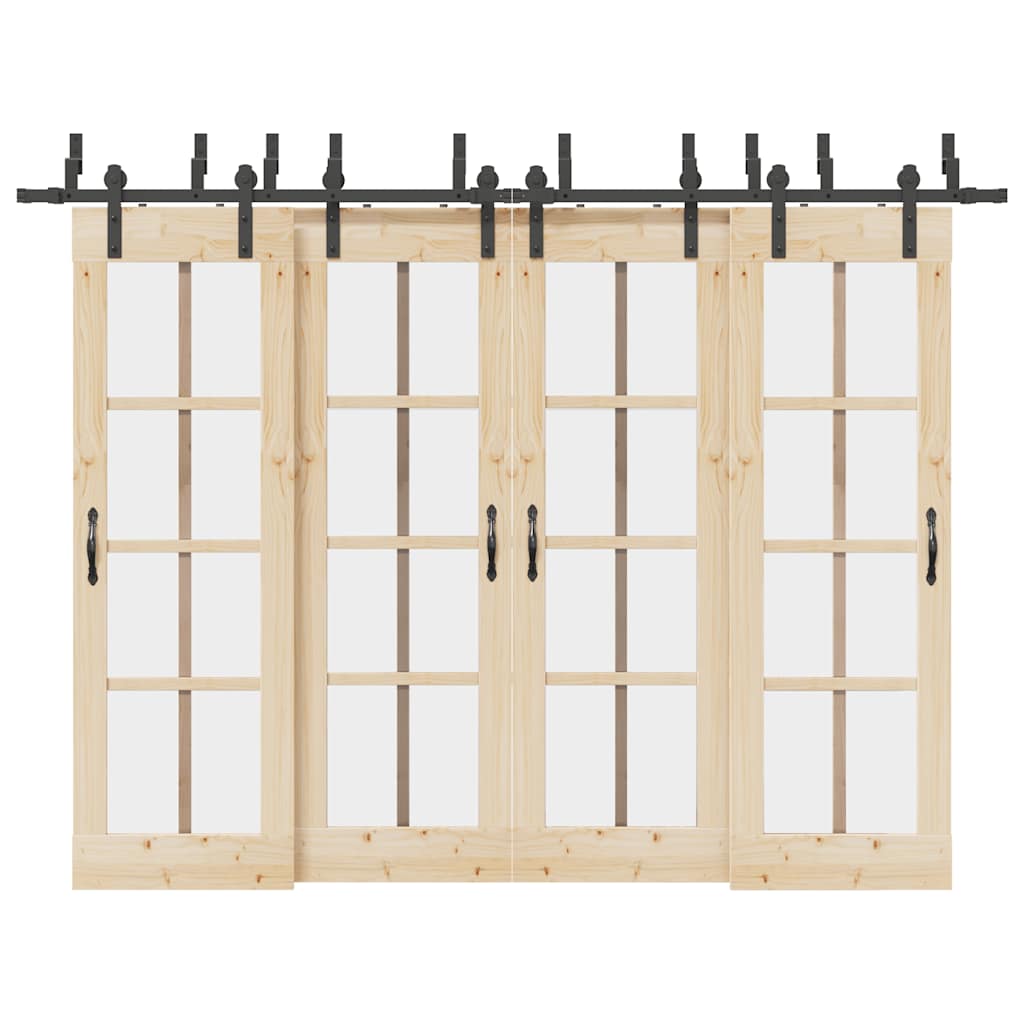 Kit di Binari per Porte Scorrevoli 305 cm Acciaio Nero 3295743