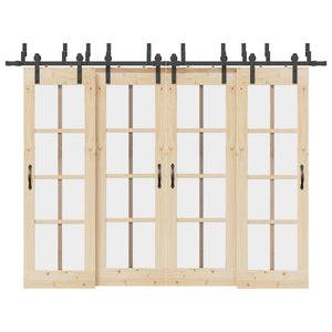 Kit di Binari per Porte Scorrevoli 305 cm Acciaio Nero 3295743