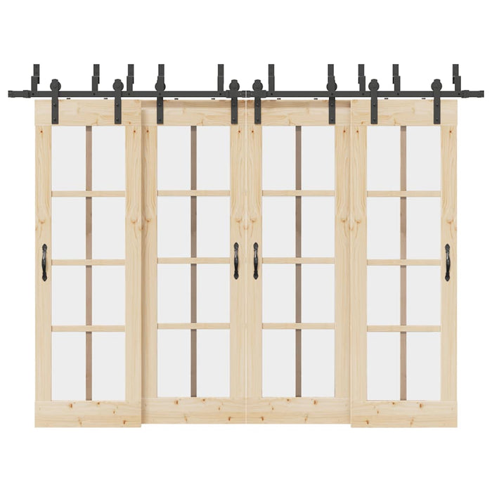 Kit di Binari per Porte Scorrevoli 305 cm Acciaio Nero 3295743