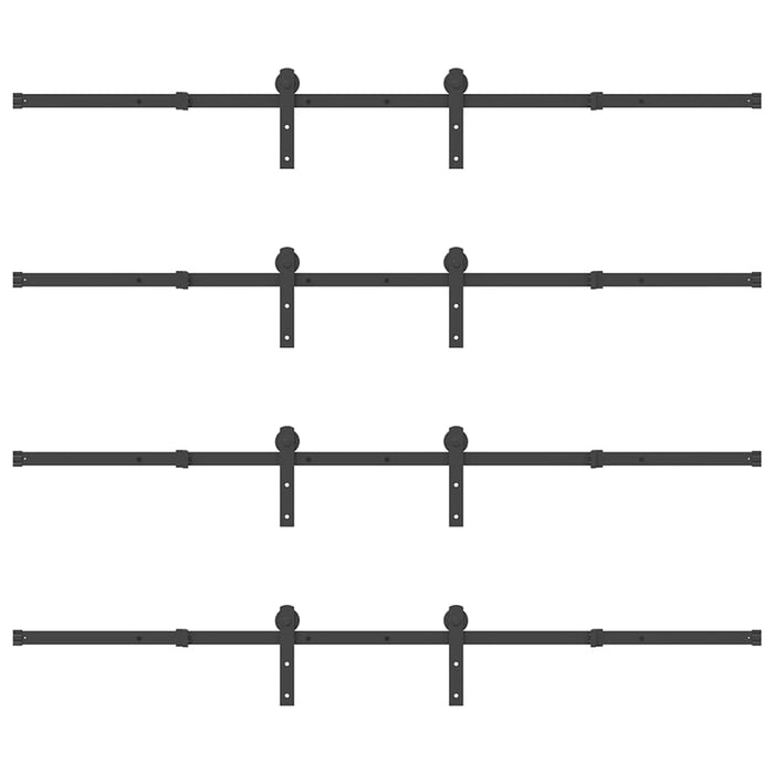 Kit di Binari per Porte Scorrevoli 427 cm Acciaio Nero 3295744