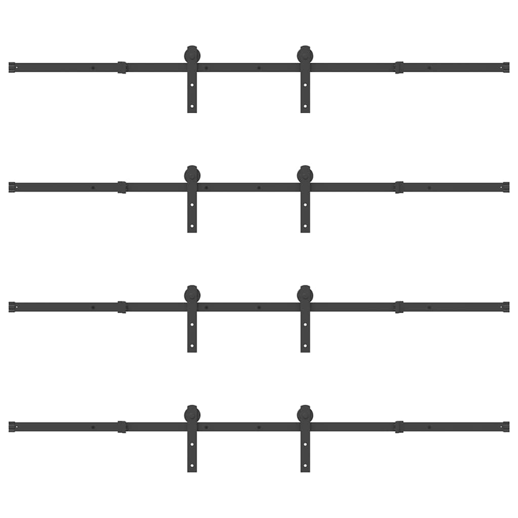 Kit di Binari per Porte Scorrevoli 427 cm Acciaio Nero