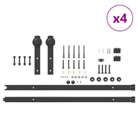 Kit di Binari per Porte Scorrevoli 427 cm Acciaio Nero 3295744