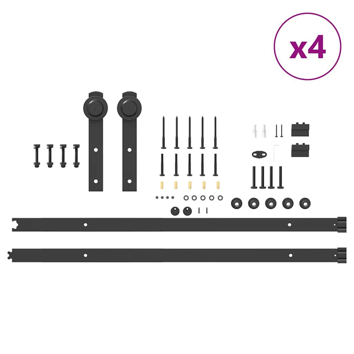 Kit di Binari per Porte Scorrevoli 427 cm Acciaio Nero