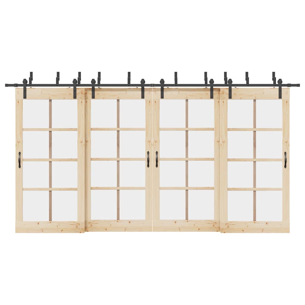 Kit di Binari per Porte Scorrevoli 427 cm Acciaio Nero