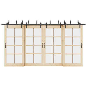 Kit di Binari per Porte Scorrevoli 427 cm Acciaio Nero