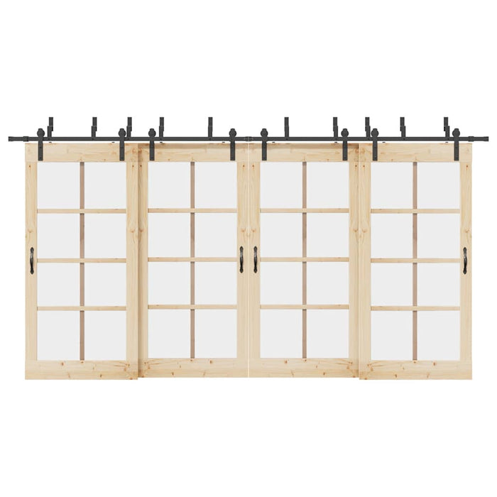 Kit di Binari per Porte Scorrevoli 427 cm Acciaio Nero