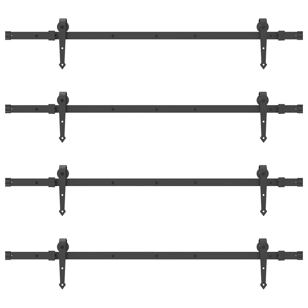 Kit di Binari per Porte Scorrevoli 305 cm Acciaio Nero
