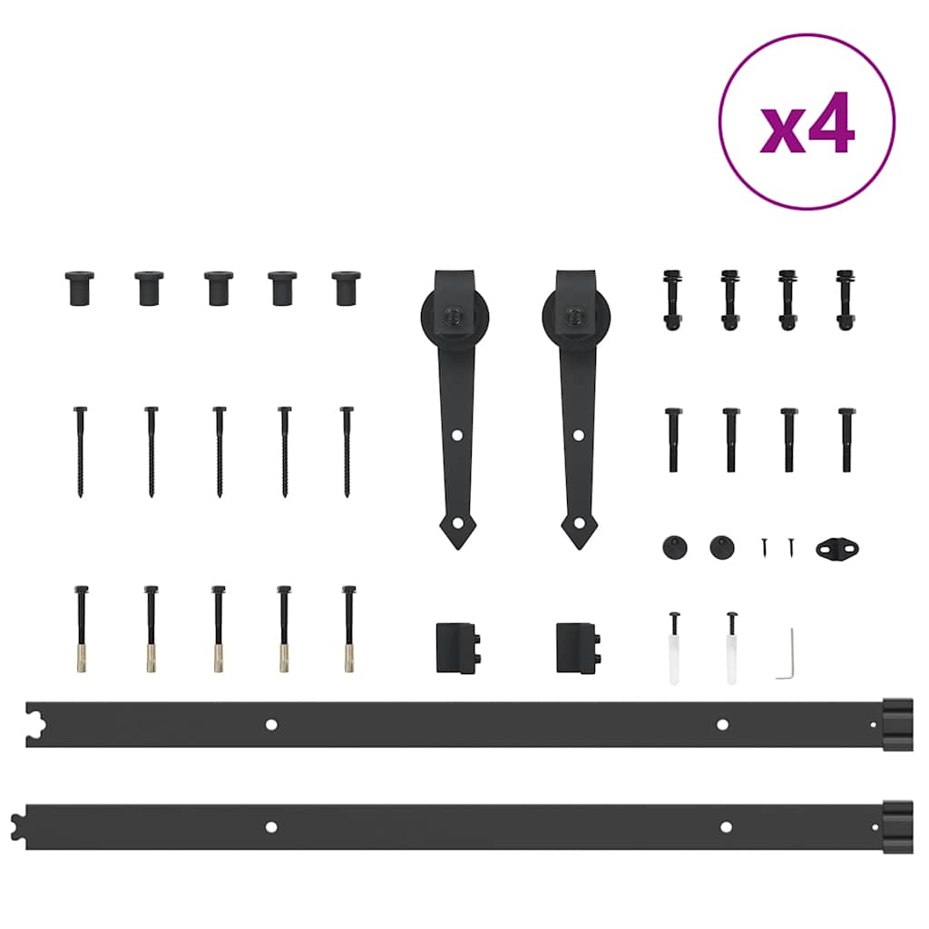 Kit di Binari per Porte Scorrevoli 305 cm Acciaio Nero 3295745