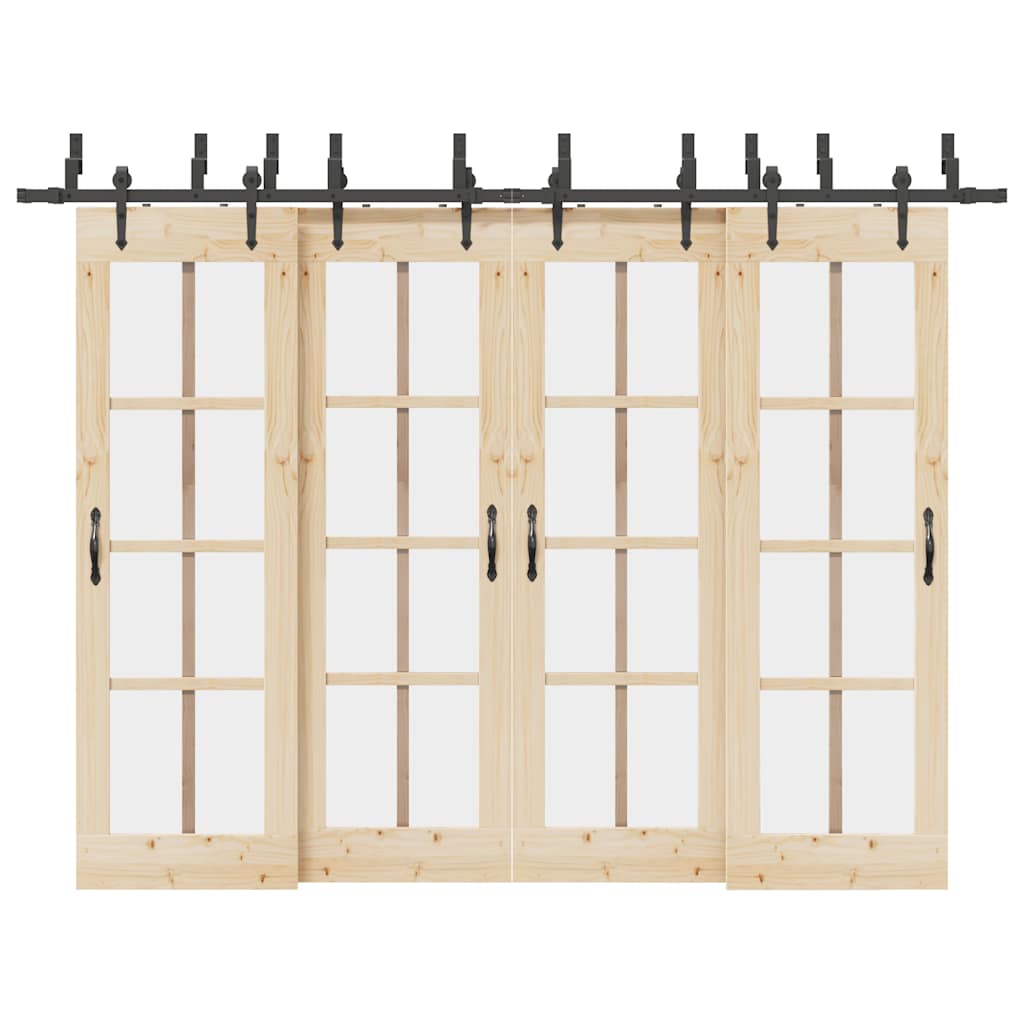 Kit di Binari per Porte Scorrevoli 305 cm Acciaio Nero