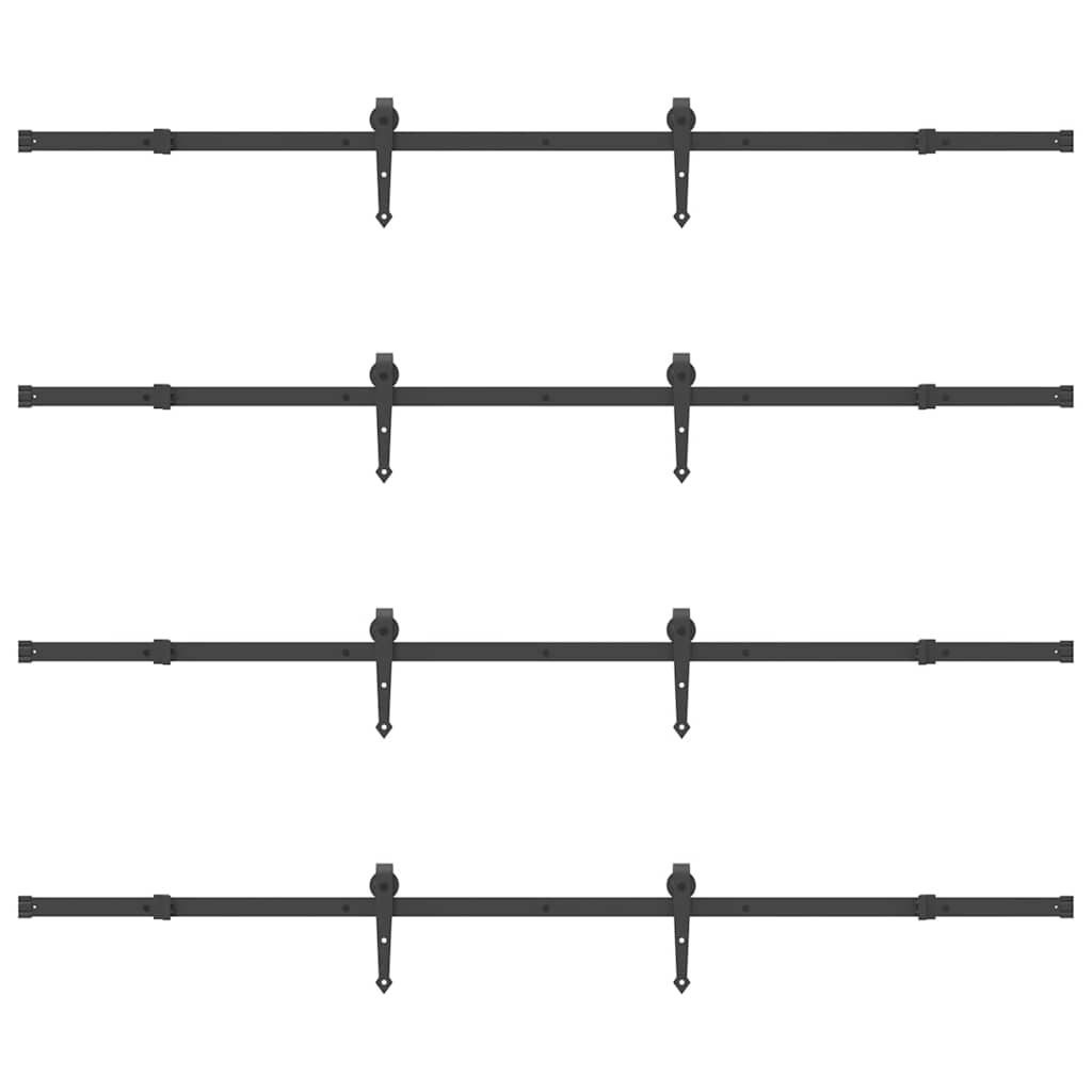 Kit di Binari per Porte Scorrevoli 427 cm Acciaio Nero 3295746