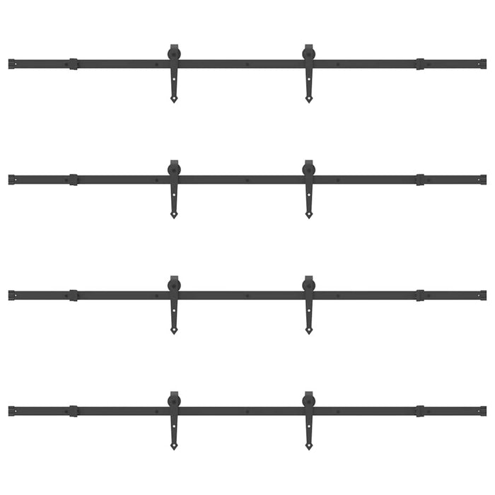 Kit di Binari per Porte Scorrevoli 427 cm Acciaio Nero 3295746