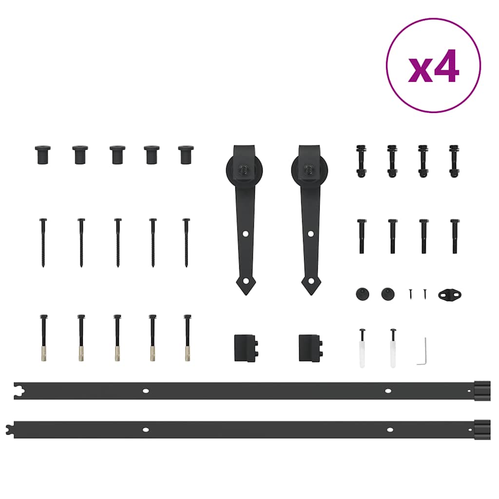 Kit di Binari per Porte Scorrevoli 427 cm Acciaio Nero