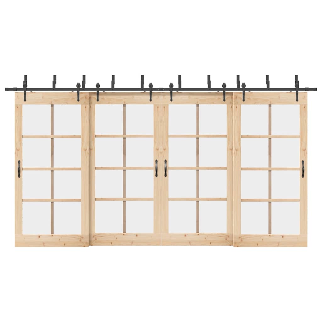 Kit di Binari per Porte Scorrevoli 427 cm Acciaio Nero 3295746