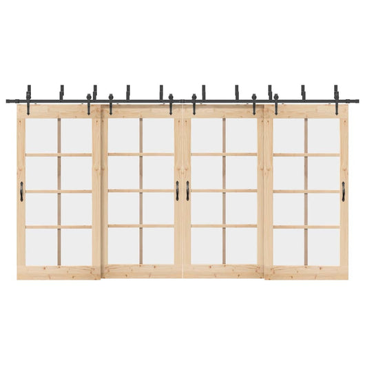 Kit di Binari per Porte Scorrevoli 427 cm Acciaio Nero 3295746