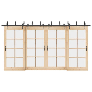 Kit di Binari per Porte Scorrevoli 427 cm Acciaio Nero