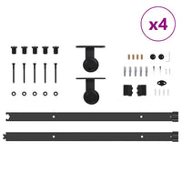 Kit di Binari per Porte Scorrevoli 305 cm Acciaio Nero 3295747