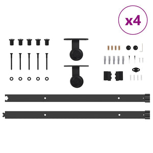 Kit di Binari per Porte Scorrevoli 305 cm Acciaio Nero 3295747