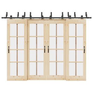 Kit di Binari per Porte Scorrevoli 305 cm Acciaio Nero