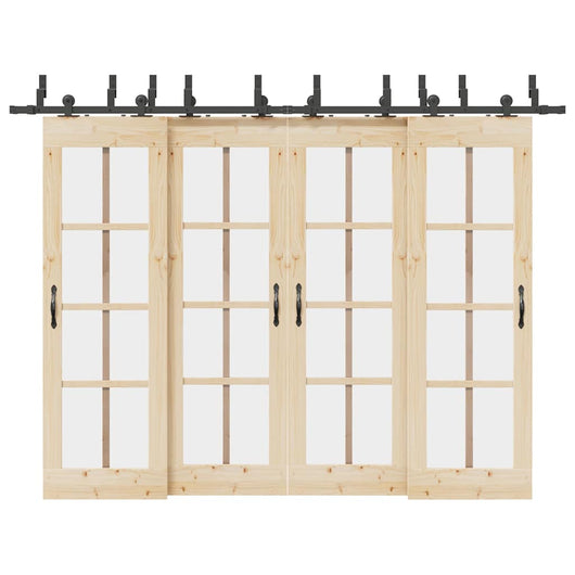 Kit di Binari per Porte Scorrevoli 305 cm Acciaio Nero