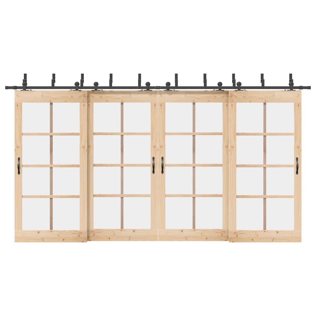 Kit di Binari per Porte Scorrevoli 427 cm Acciaio Nero 3295748