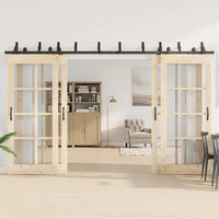 vidaXL Kit di Binari per Porte Scorrevoli 366 cm Acciaio Nero