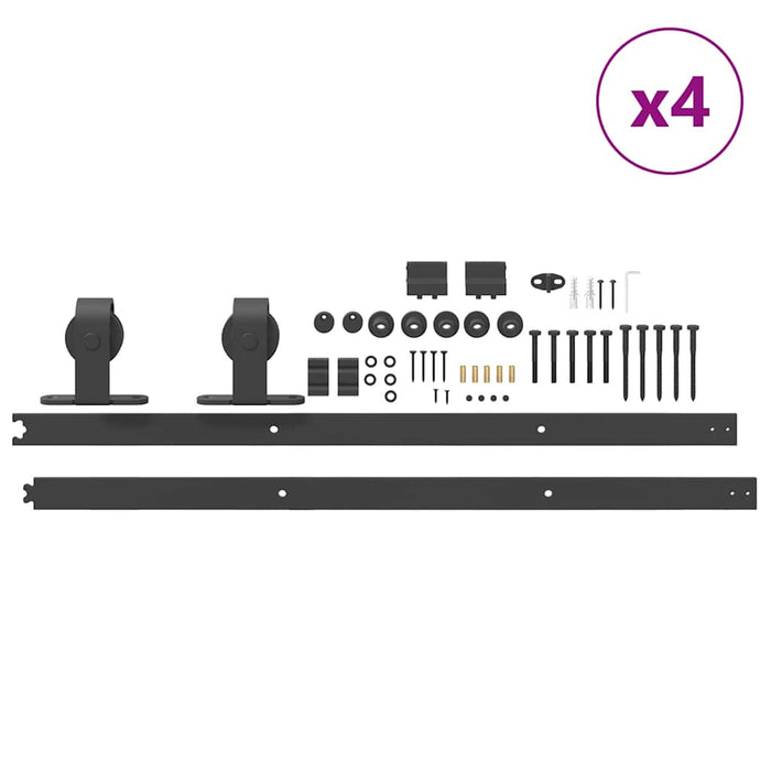 vidaXL Kit di Binari per Porte Scorrevoli 366 cm Acciaio Nero