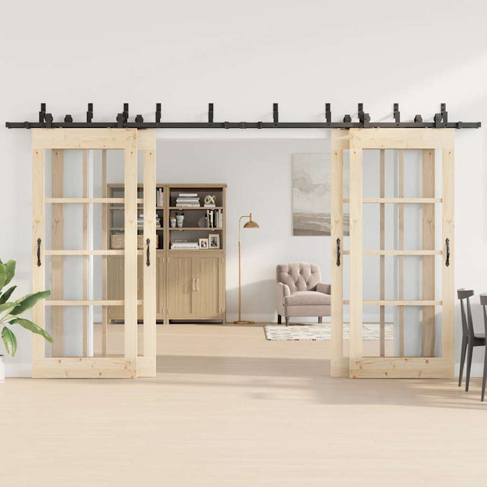 Kit di Binari per Porte Scorrevoli 400 cm Acciaio Nero 3295750