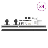 Kit di Binari per Porte Scorrevoli 400 cm Acciaio Nero 3295750