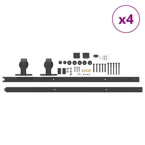 Kit di Binari per Porte Scorrevoli 427 cm Acciaio Nero