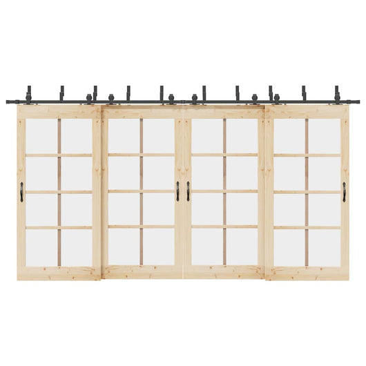 Kit di Binari per Porte Scorrevoli 427 cm Acciaio Nero 3295752